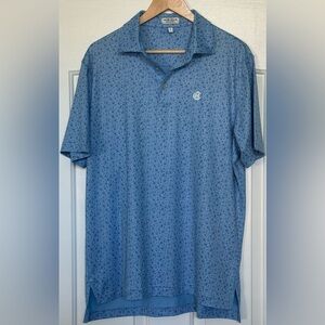 Peter Millar Summer Comfort Golf Polo Men’s Medium • Blue Skull Cocktail Print⛳️